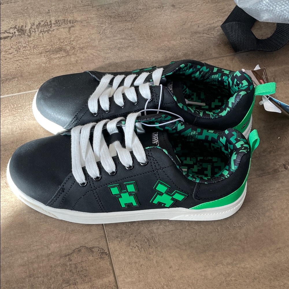 Stylish Black and Green Kids Sneakers